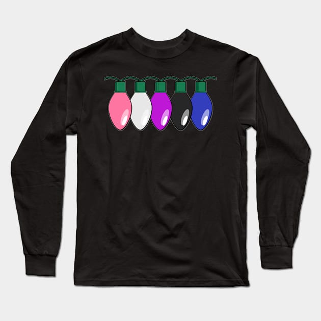 Genderfluid Pride Christmas Lights Long Sleeve T-Shirt by wheedesign